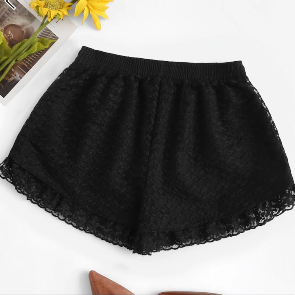 Black floral shorts